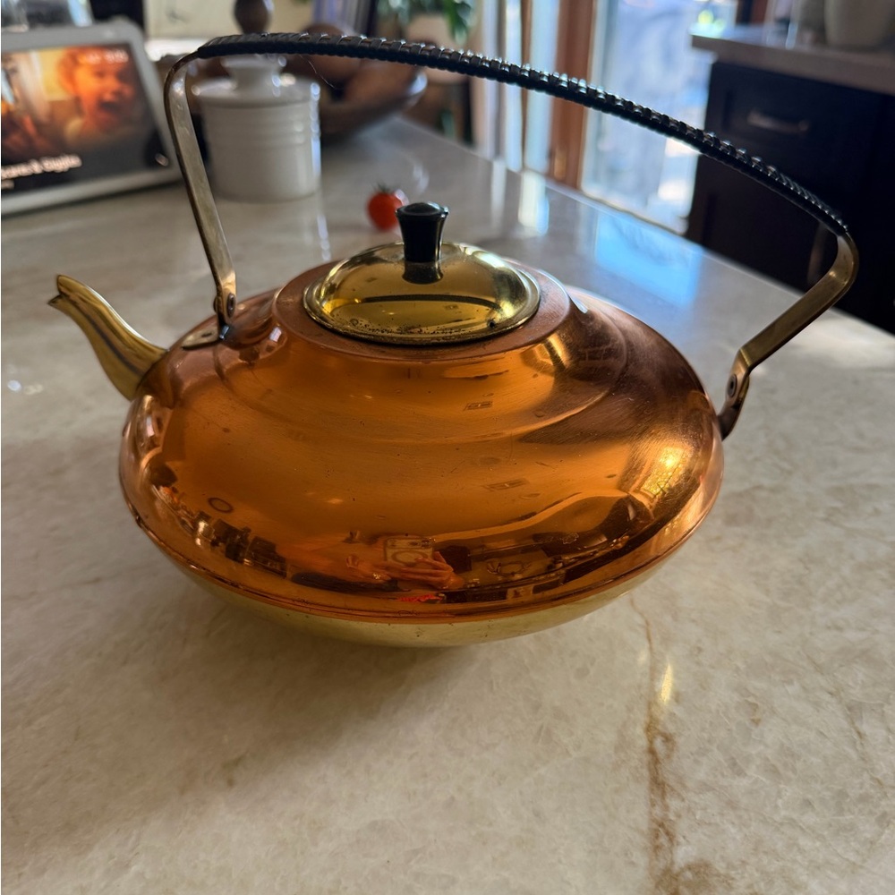 Vintage MCM Dutch Copper and Brass tea kettle